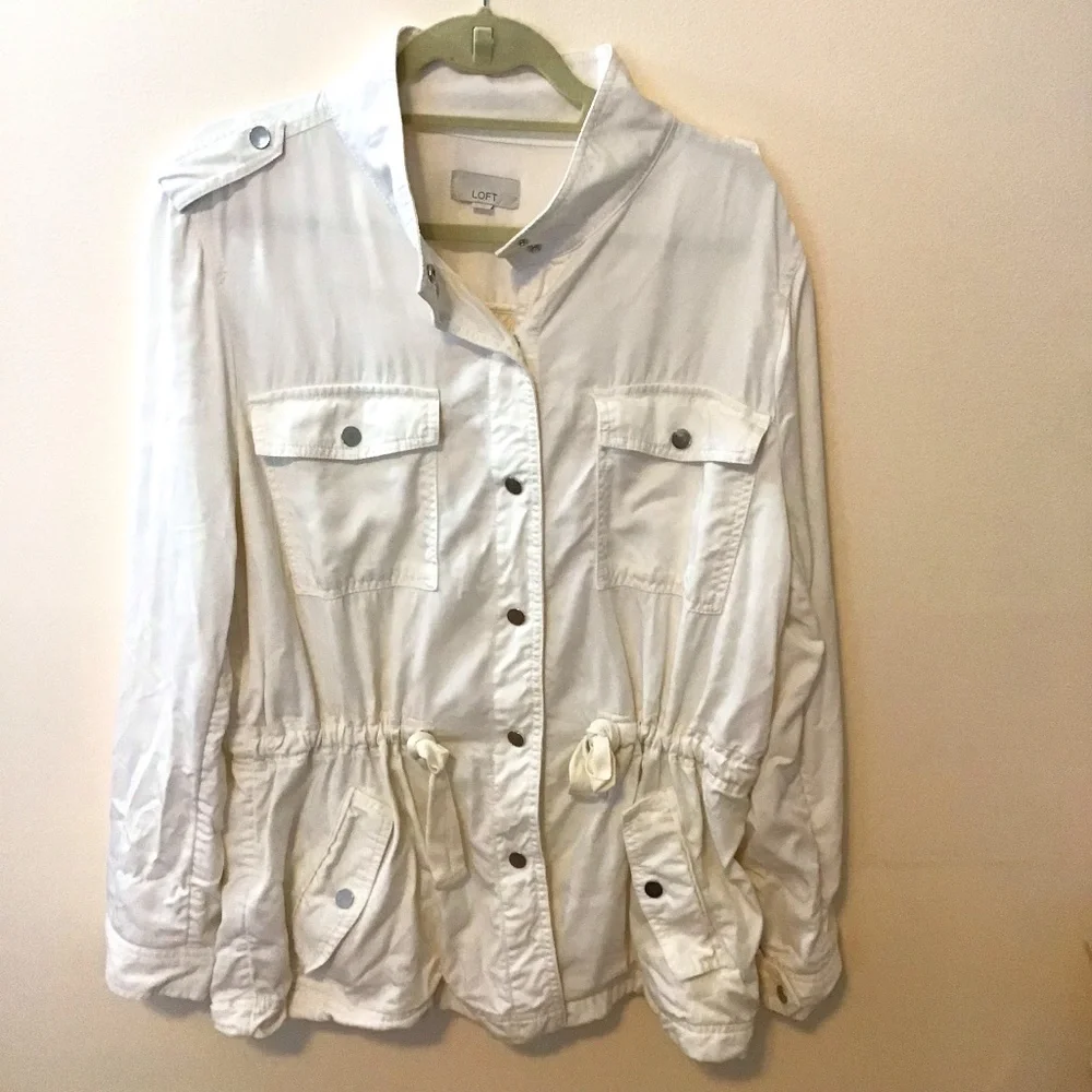 LOFT Drawstring Utility Jacket Cream XL - Picture 1 of 4